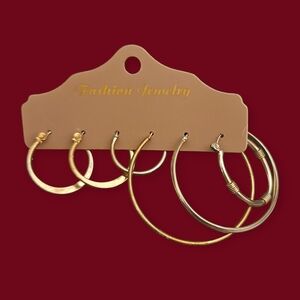 Vintage One Pair and Four Single Hoop Earrings Set